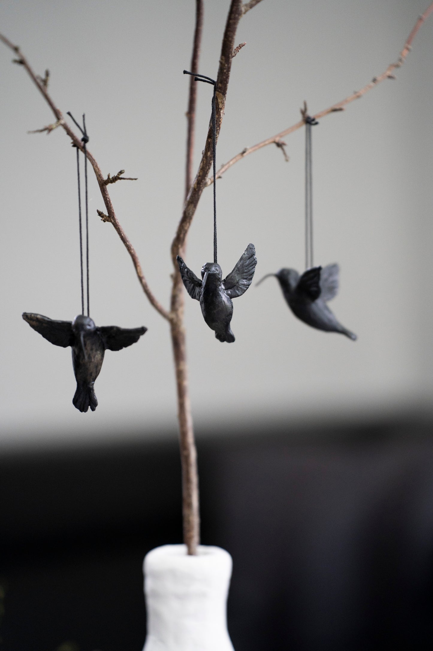 Kolibri Anhänger 3er Set schwarz bronze – Deko Ornament