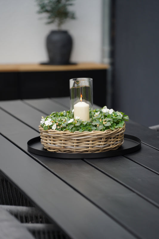 Rattan Pflanzring mit Folie Ø40 cm – natürliche Tischdeko