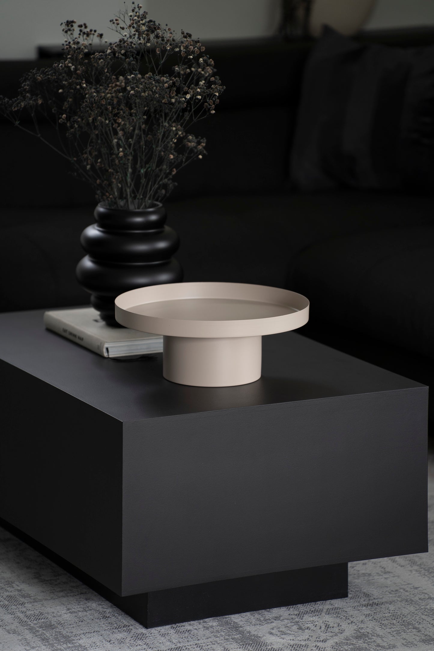 Dekotablett mit Fuß in Beige - 35cm