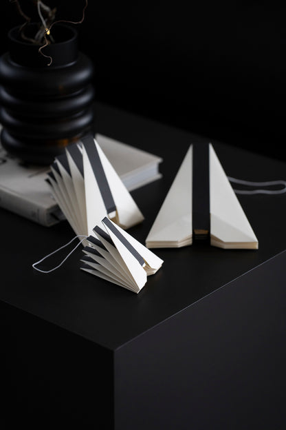 3D Papierstern zum Hängen, Weiß Schwarz