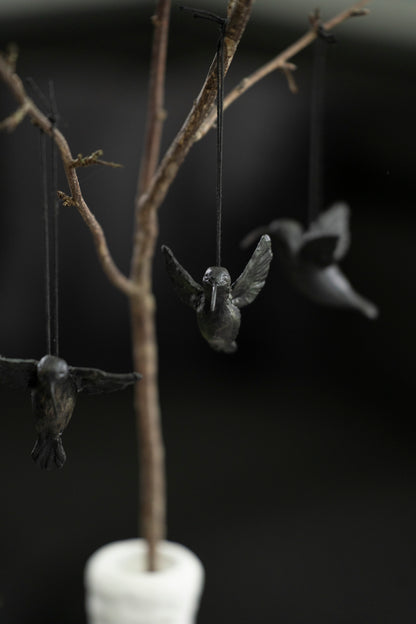 Kolibri Anhänger 3er Set schwarz bronze – Deko Ornament