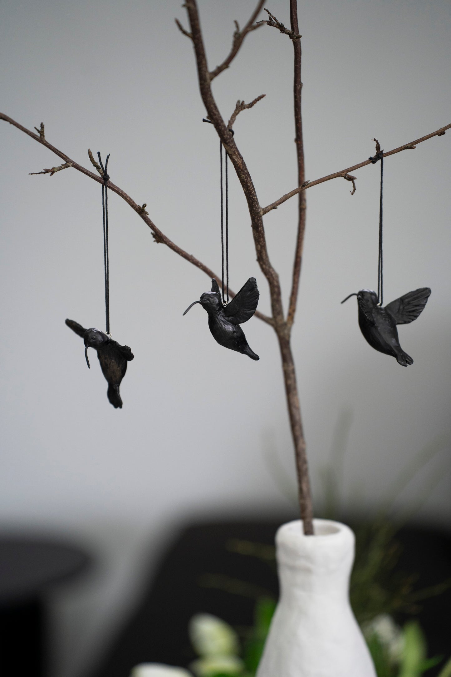 Kolibri Anhänger 3er Set schwarz bronze – Deko Ornament
