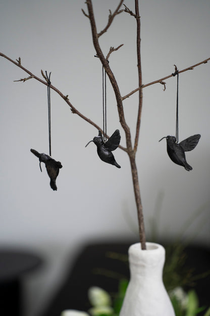 Kolibri Anhänger 3er Set schwarz bronze – Deko Ornament