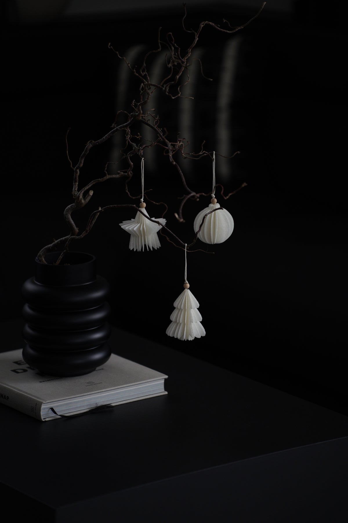 Set aus 3 stilvollen Weihnachtsanhängern aus Filz