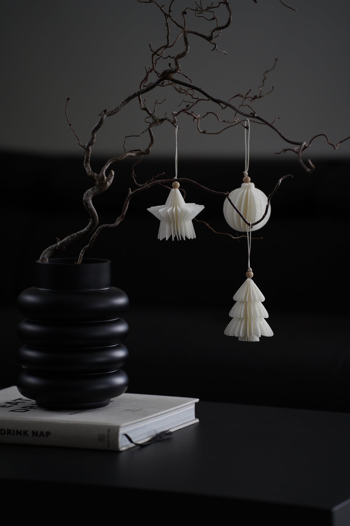 Set aus 3 stilvollen Weihnachtsanhängern aus Filz