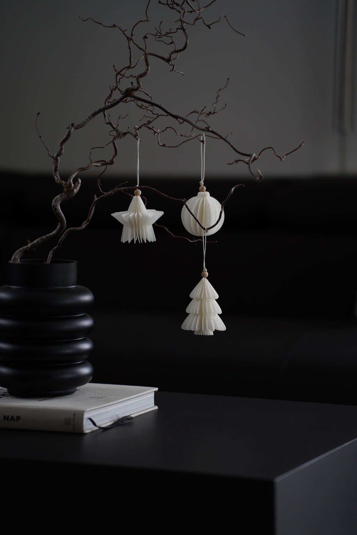 Set aus 3 stilvollen Weihnachtsanhängern aus Filz
