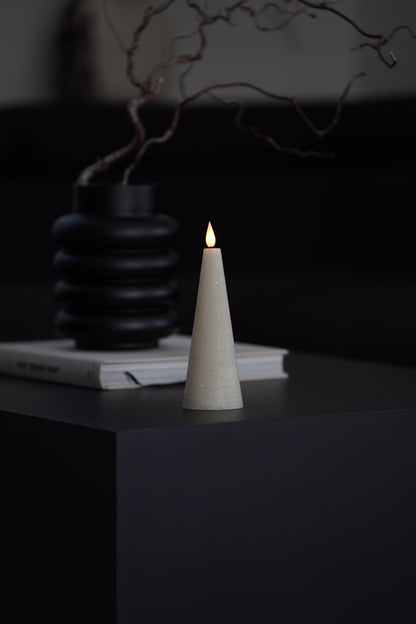 Konische LED-Kerze Greige, Wachsoptik, inkl. Fernbedienung (NOVA)