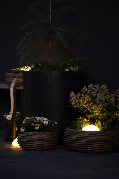 Runde Pflanzschale aus Rattan mit Folie – Naturdesign