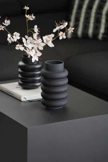 Glasvase schwarz matt rund – moderne Vase 20 oder 25 cm Glas Deko Vase