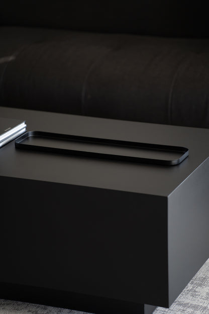 Metalltablett schwarz matt – Deko Tablett 49,5 cm modern länglich