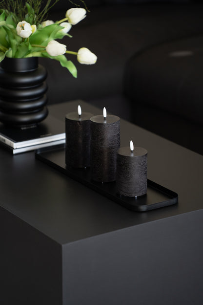Metalltablett schwarz matt – Deko Tablett 49,5 cm modern länglich