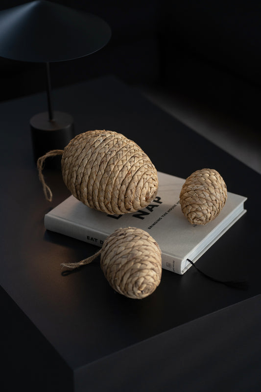Dekoeier aus Jute & Stroh 3er Set