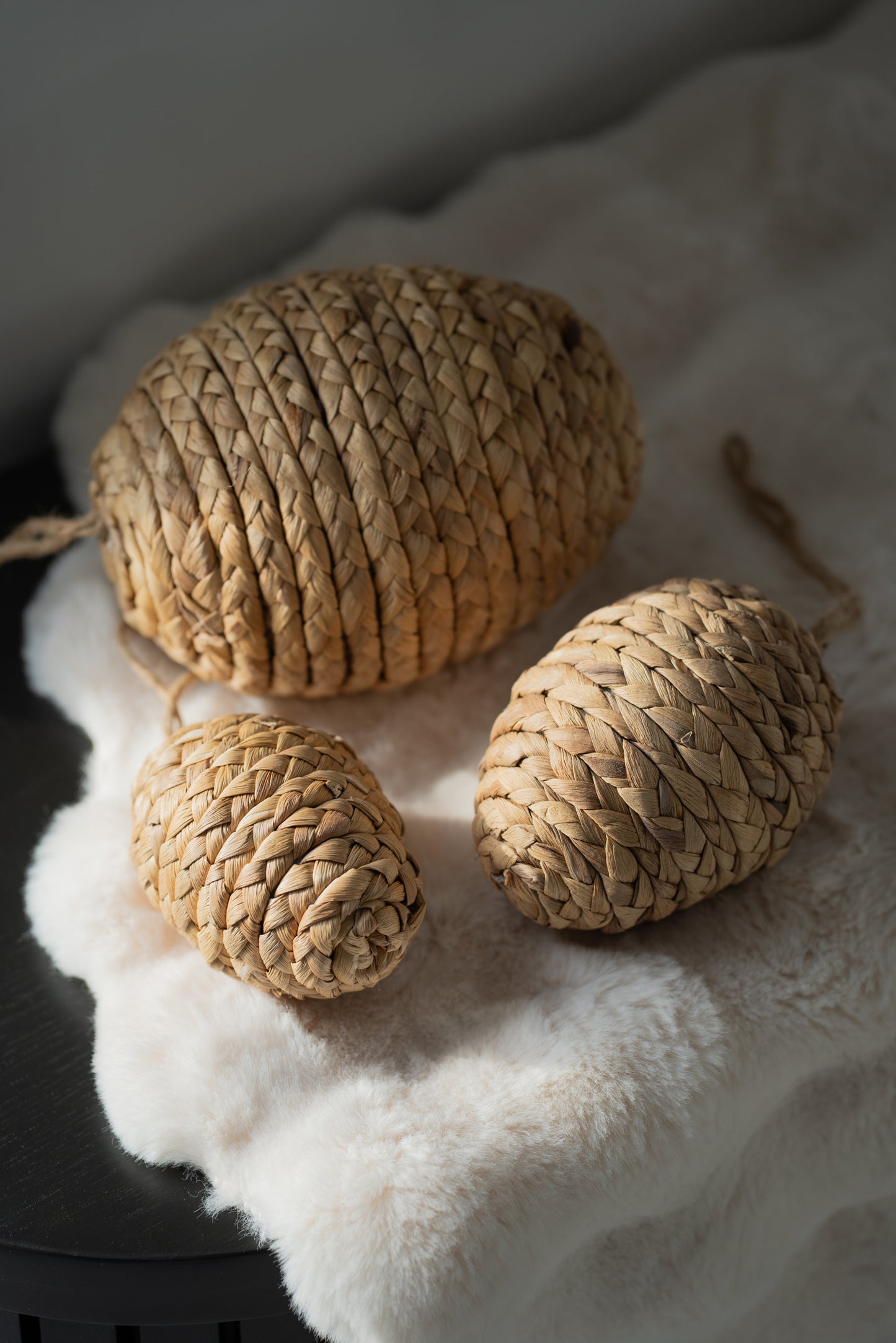 Dekoeuer aus Jute und Stroh - 3er Set