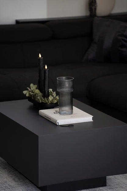 Elegante Glasvase mit Rillenstruktur in Grau – 22,8 cm