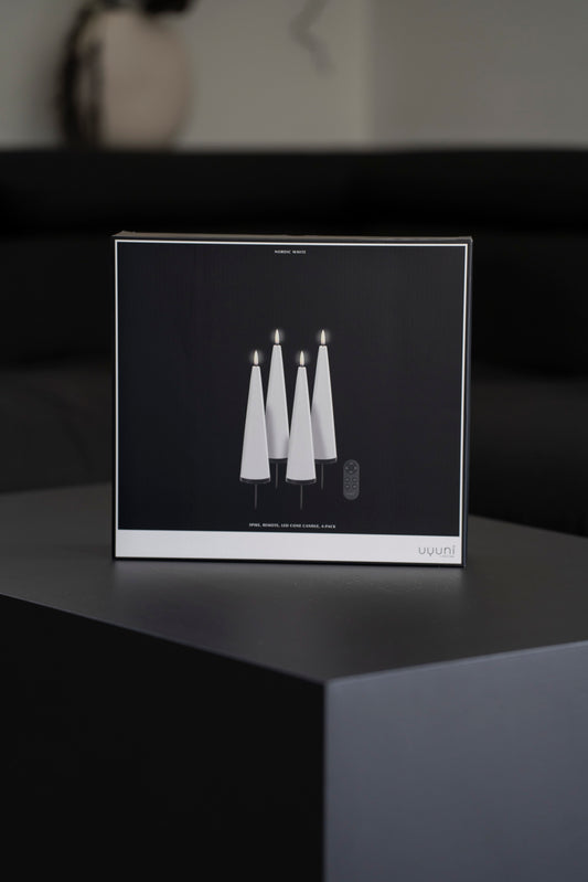 Elegantes LED-Kerzen-Set in Kegelform - 4er-Set mit Fernbedienung (LUMI)