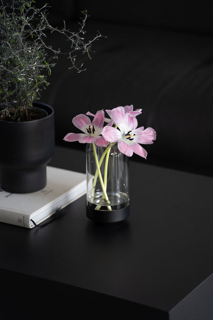 Glasvase Vase Metall Schwart Kerzenhalter Kerzenständer 