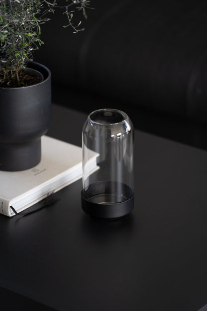 Glasvase Vase Metall Schwart Kerzenhalter Kerzenständer 