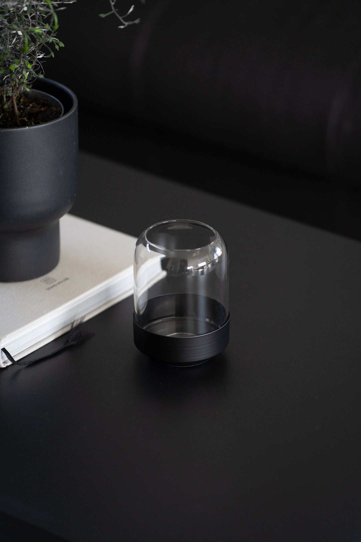Glasvase Vase Metall Schwart Kerzenhalter Kerzenständer 