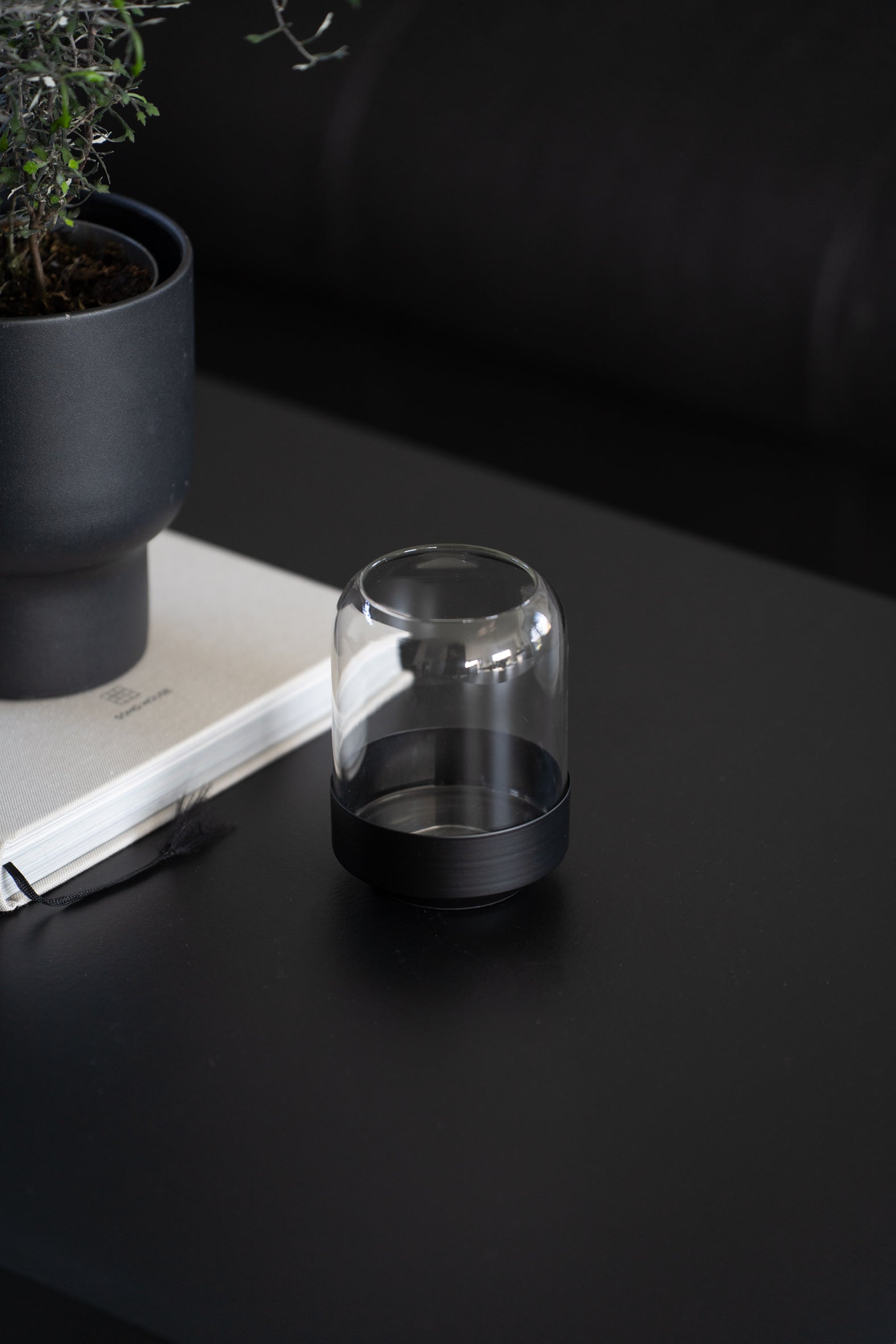 Glasvase Vase Metall Schwart Kerzenhalter Kerzenständer 