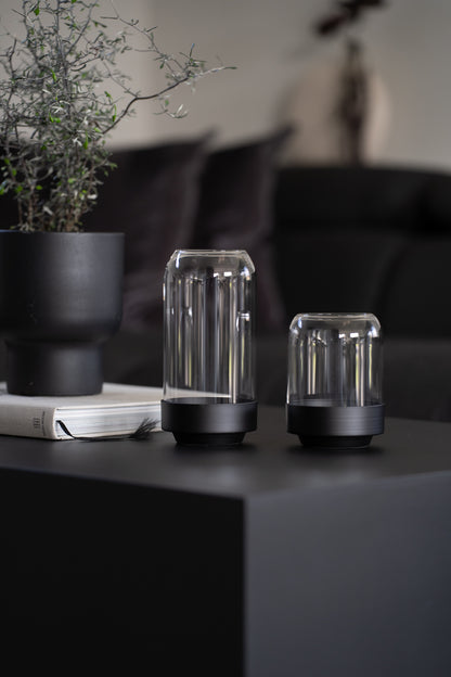 Glasvase Vase Metall Schwart Kerzenhalter Kerzenständer 