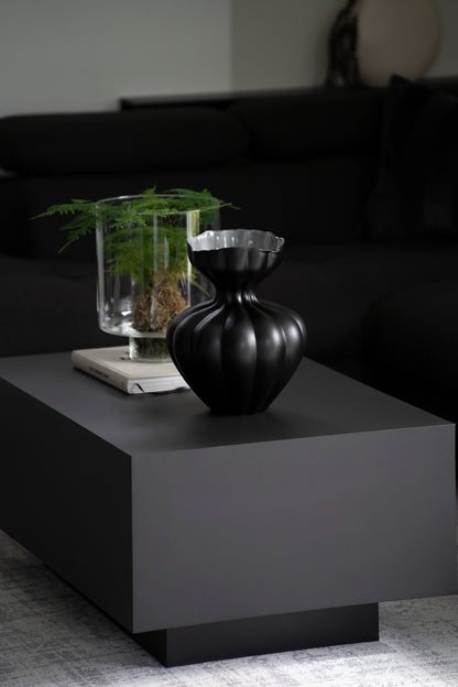 Glasvase schwarz matt 33 cm – organische Design Vase modern