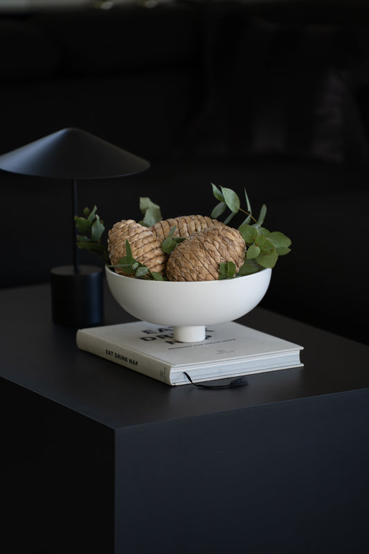 Keramik Schale auf Fuß weiß – Deko Schüssel modern rund 26cm