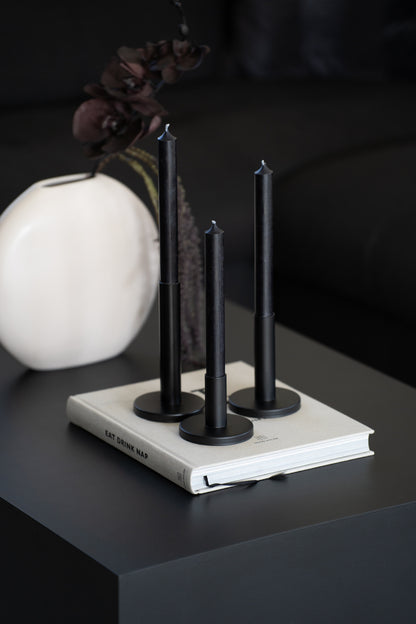 Kerzenständer schwarz matt Metall – Stabkerzenhalter modern rund