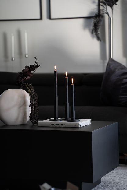 Kerzenständer schwarz matt Metall – Stabkerzenhalter modern rund