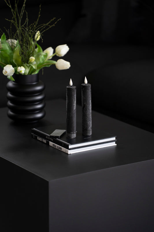 LED Stabkerzen 2er Set schwarz grau – mit Fernbedienung