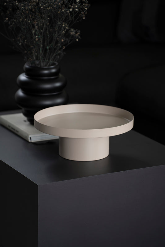 Dekotablett mit Fuß in Beige - 35cm