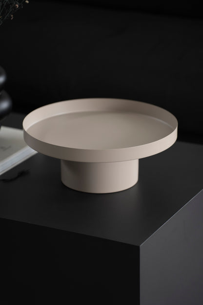 Dekotablett mit Fuß in Beige - 35cm