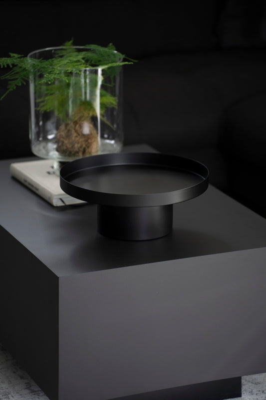 Dekotablett mit Fuß in Schwarz - 35cm