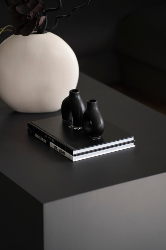 Mini Vasen schwarz Keramik – organische Deko Vasen modern klein 10cm 2er Set