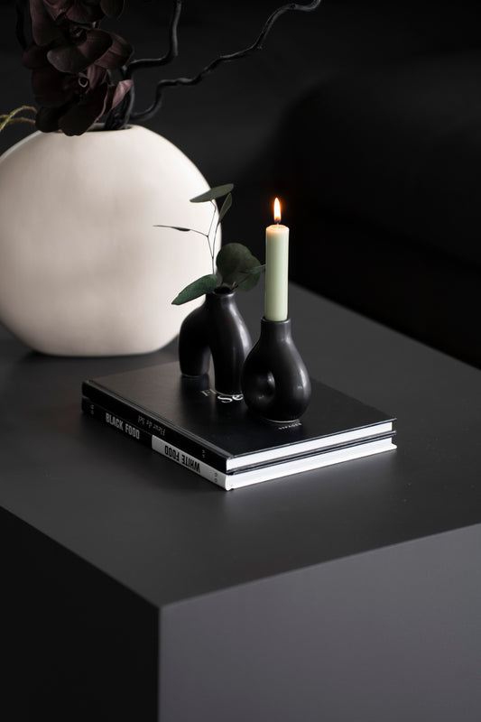 Mini Vasen schwarz Keramik – organische Deko Vasen modern klein 10cm 2er Set