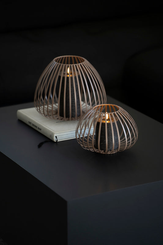 Modernes Windlicht, Braun matt