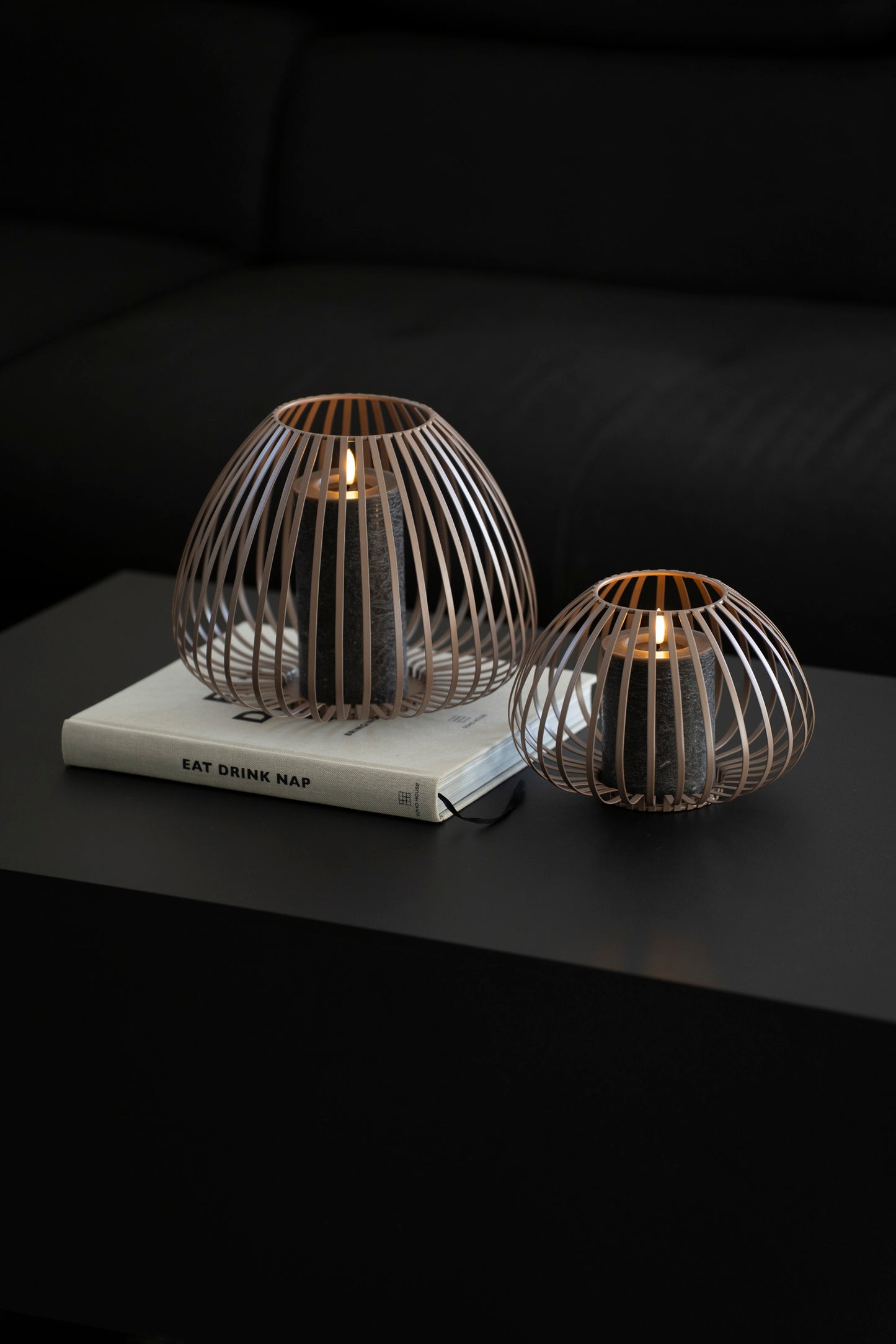 Modernes Windlicht, Braun matt