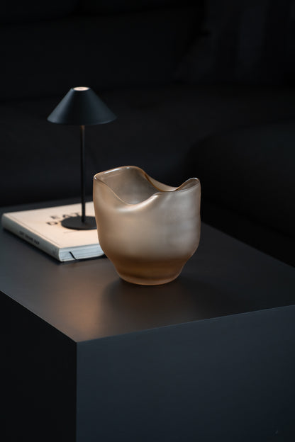Glasvase beige modern – Design Vase organisch rund