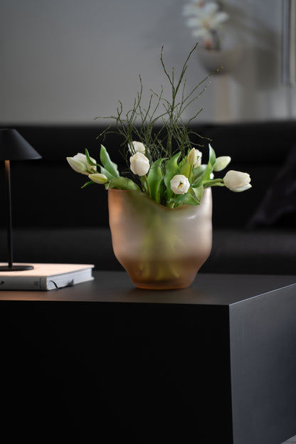 Glasvase beige modern – Design Vase organisch rund