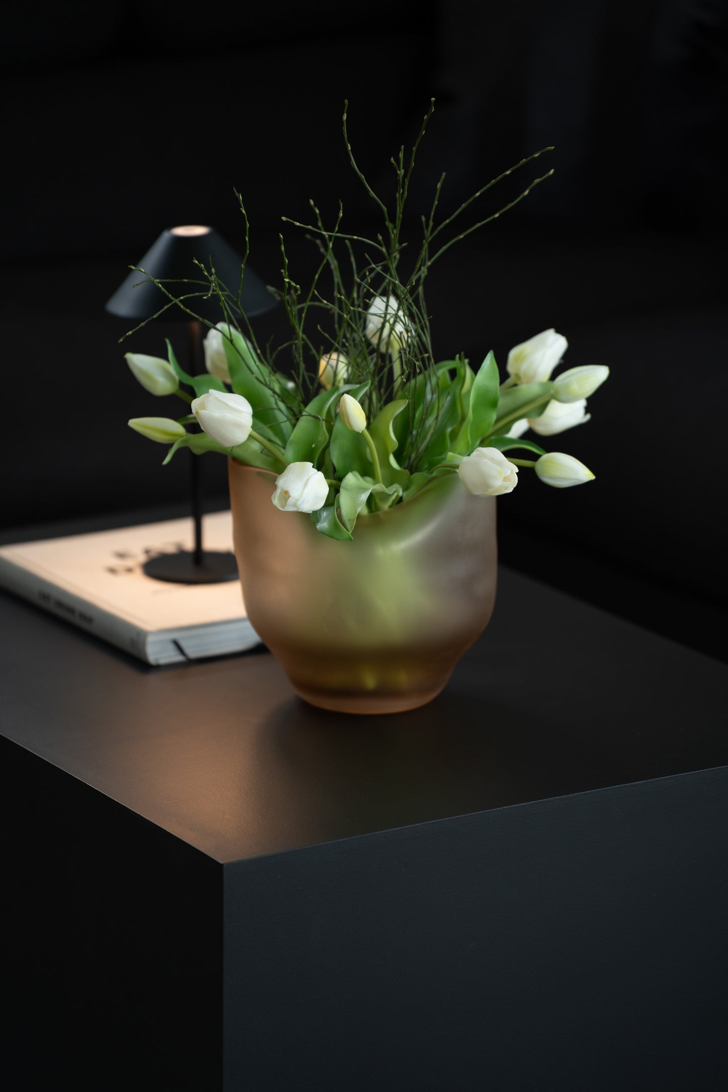 Glasvase beige modern – Design Vase organisch rund