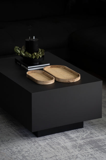Ovales Tablett-Set aus Holz & Rattan – 2er Set Natur