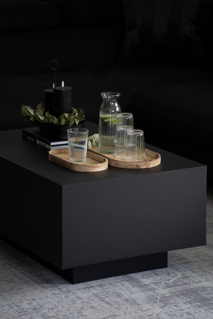 Ovales Tablett-Set aus Holz & Rattan – 2er Set Natur