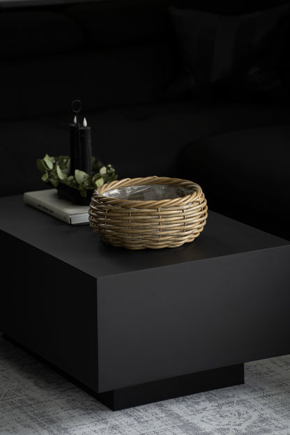 Runde Pflanzschale aus Rattan mit Folie – Naturdesign