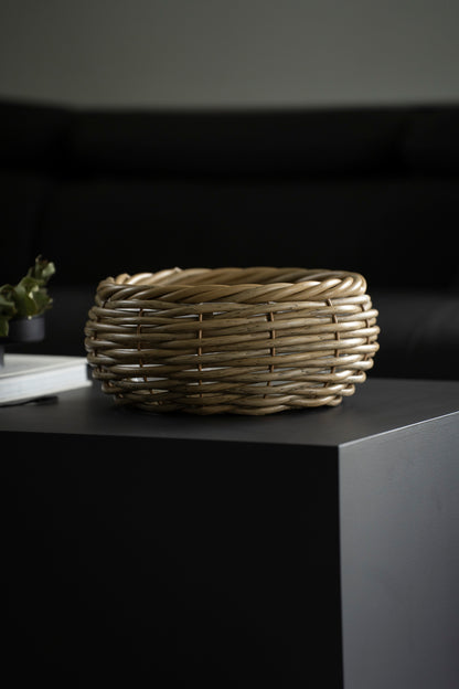 Runde Pflanzschale aus Rattan mit Folie – Naturdesign