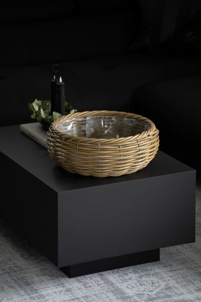 Runde Pflanzschale aus Rattan mit Folie – Naturdesign