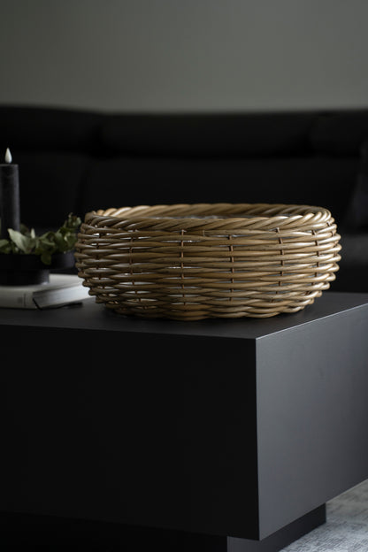 Runde Pflanzschale aus Rattan mit Folie – Naturdesign