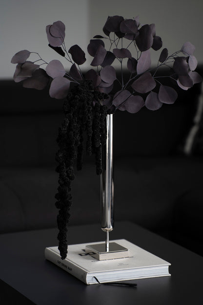 Schlanke Zylinder-Vase aus hochglänzendem Edelstahl