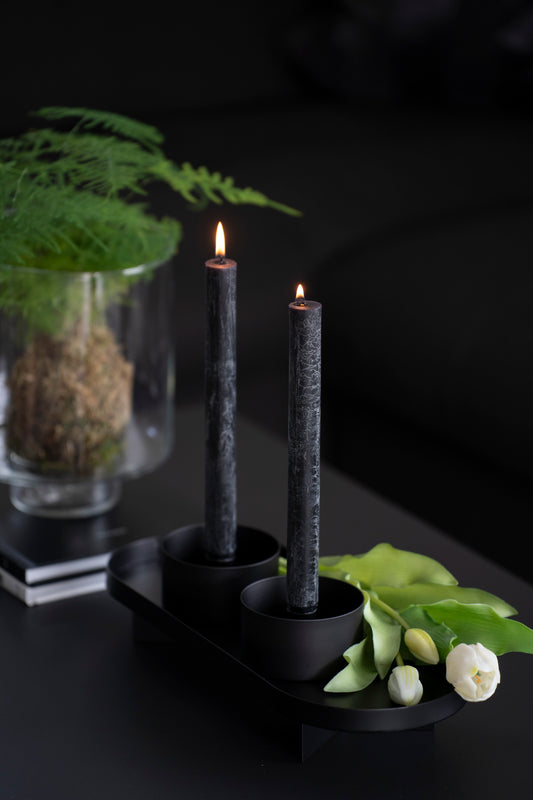 Marmorierte Stabkerzen Schwarz