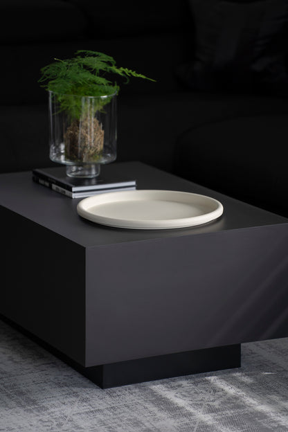 Minimalistisches Metall-Tablett Ø38 cm – Cremeweiß Matt