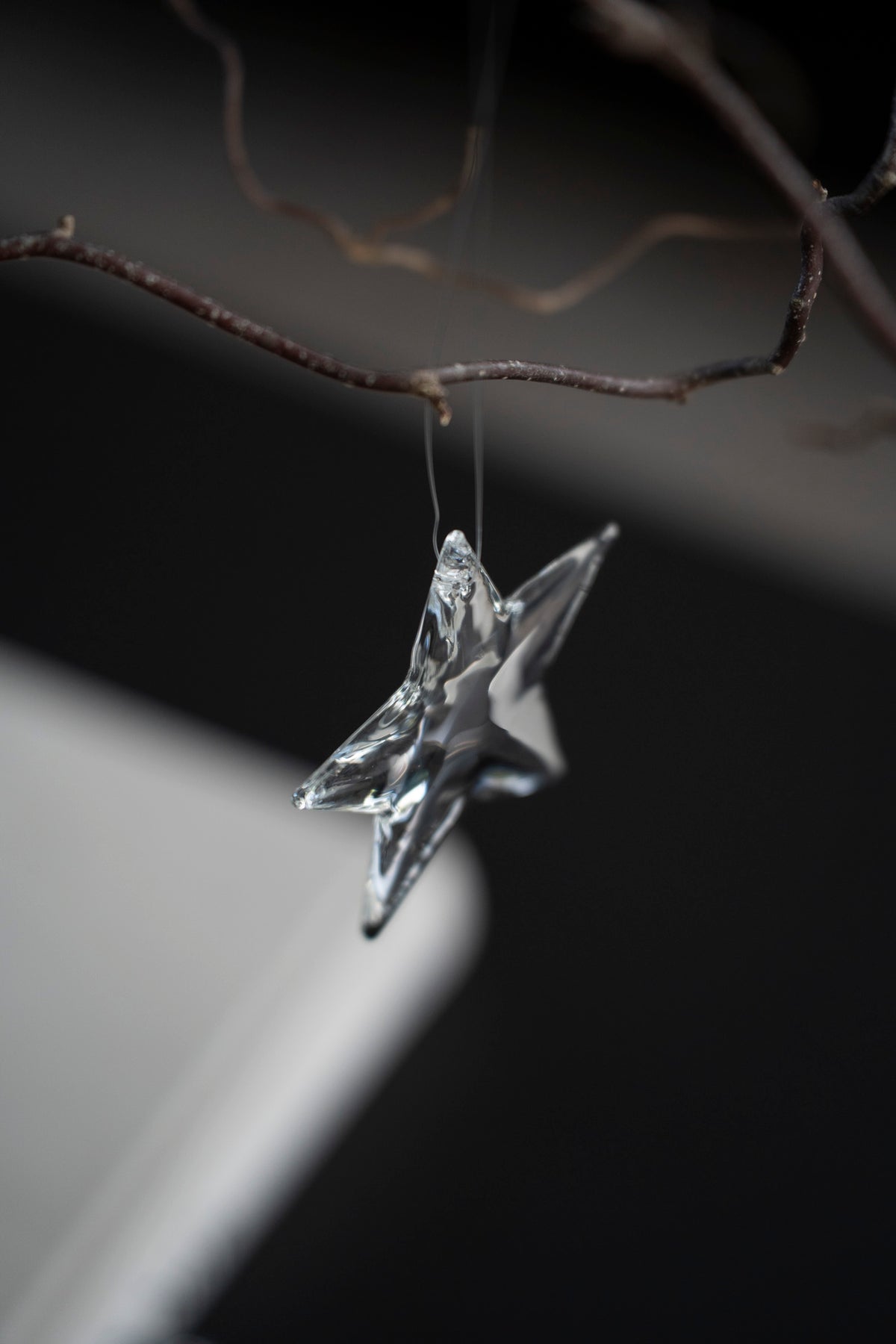 Transparenter Glas-Stern zum Hängen, 7,5 cm